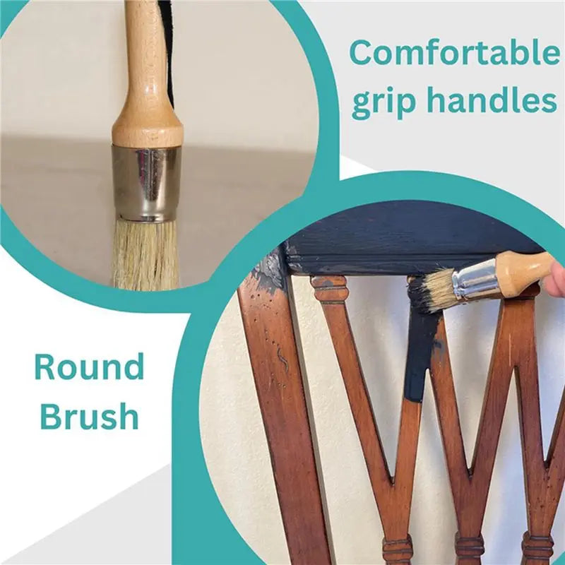 4-Piece Chalk & Wax Paint Brush Set – Round & Oval Bristles