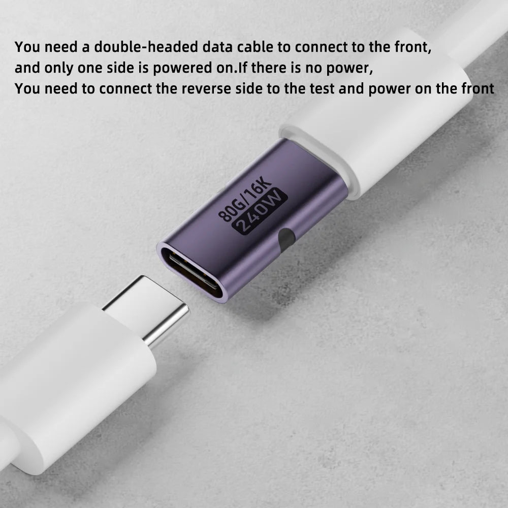 USB4 80Gbps USB-C Female to Female Adapter – 240W, 8K@60Hz