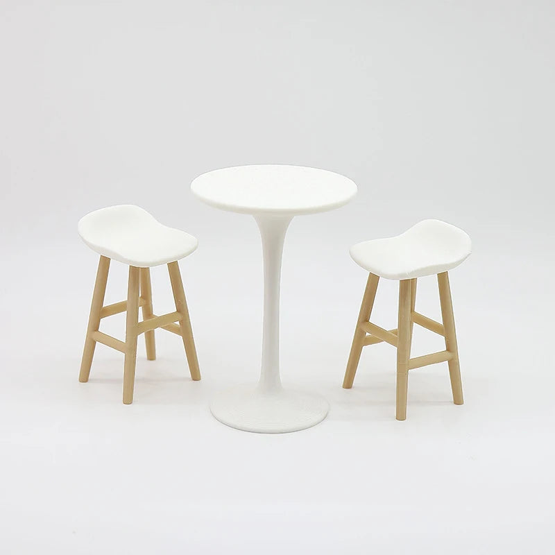 Dollhouse Mini Bar Table & Chair Set – 1/12 Scale Furniture