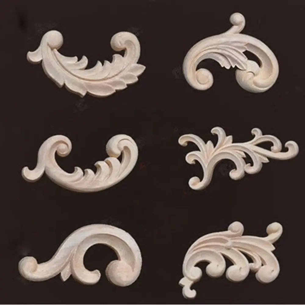 Floral Wood Carved Corner Appliqués – Wall & Door Decoration
