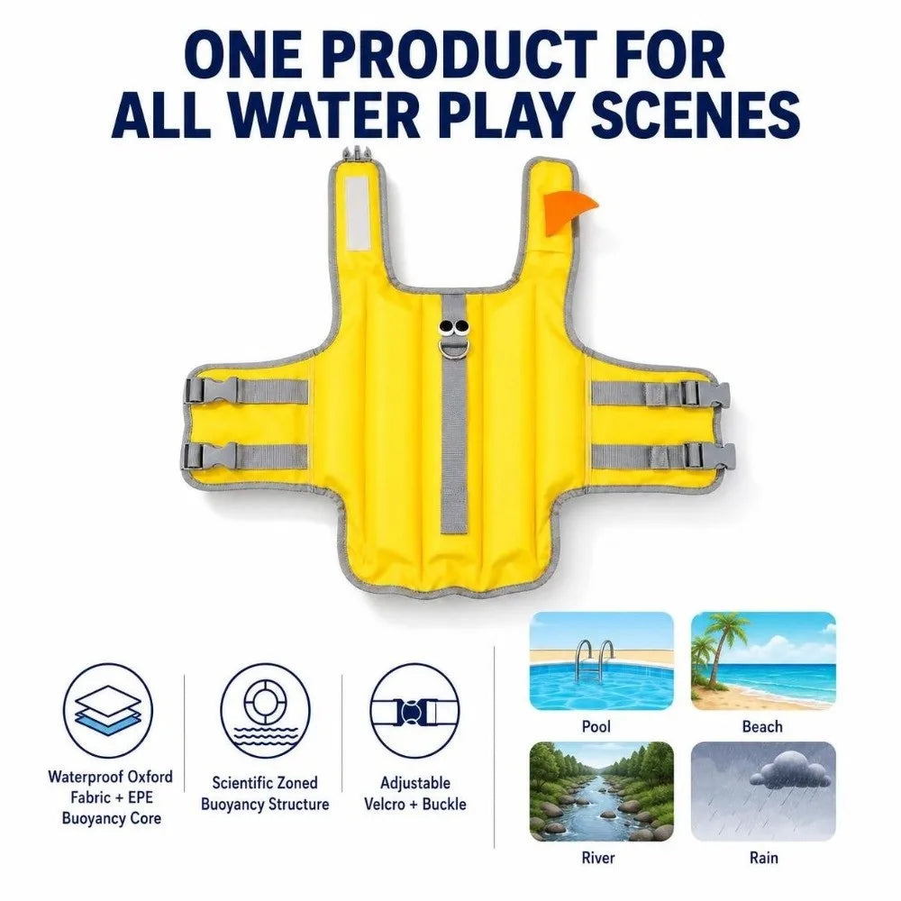 Adjustable Dog Life Jacket – Lightweight Puppy Swim Vest XS–M