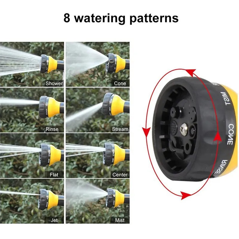 8-Pattern Garden Hose Nozzle Sprayer with Foam Container