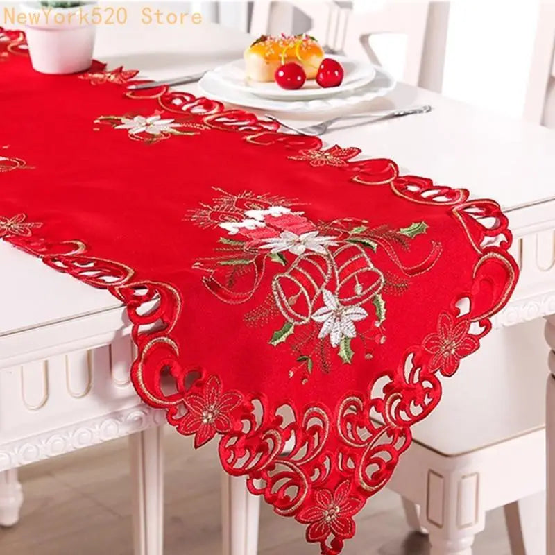 Holly Embroidered Christmas Table Runner 38×176 cm