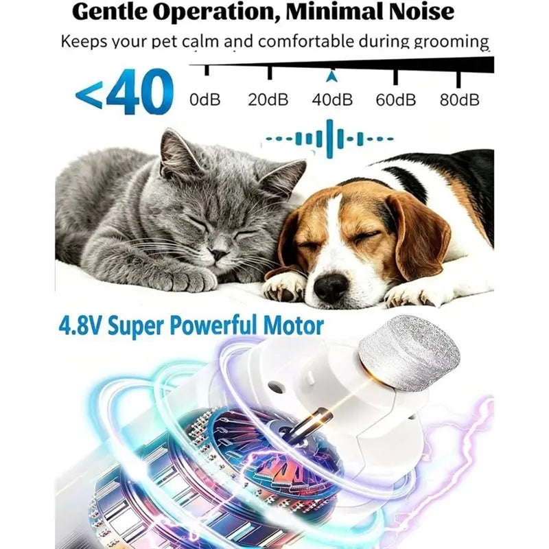VIBE Quiet Pet Nail Grinder 6-Speed for Dogs & Cats | LED Light