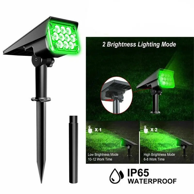 A01F-3X IP65 Solar Garden Spotlight – Green Light, 3-Pack