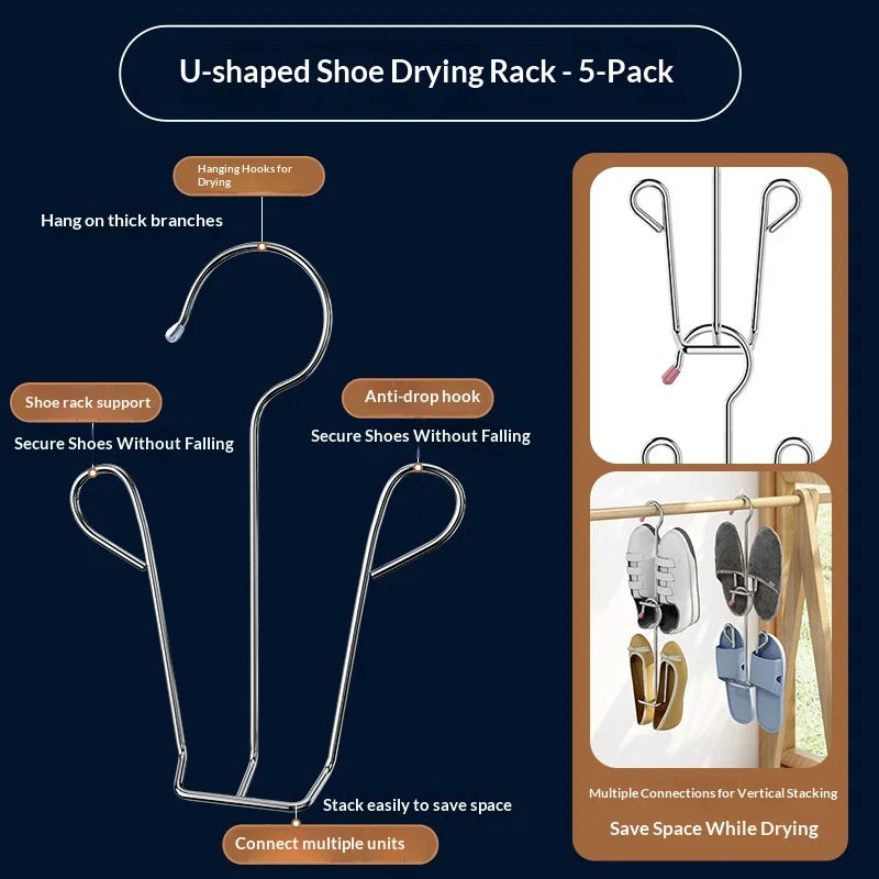 Stainless Steel Hanging Shoe Dryer Hook – Stackable Organizer