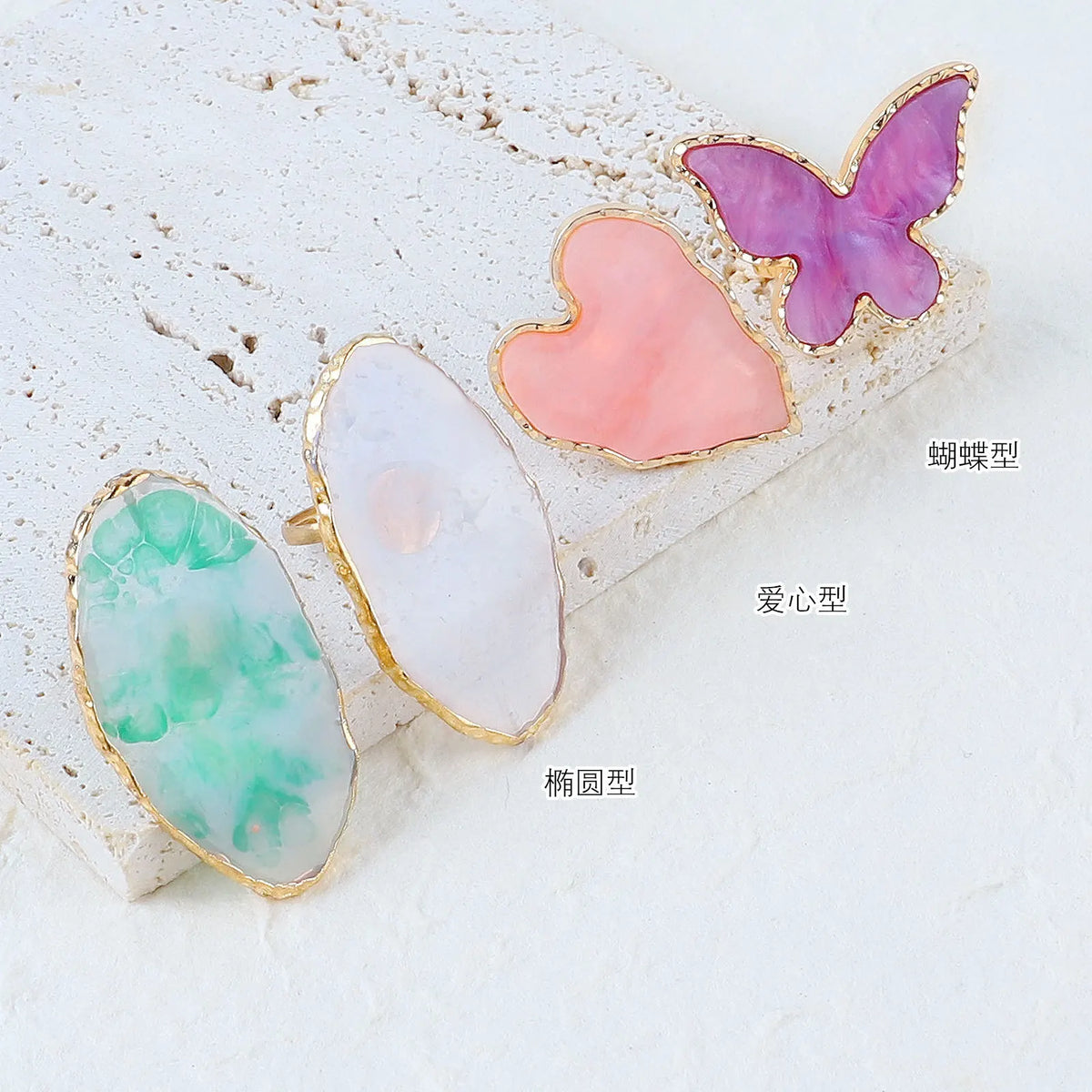 Nail Ring Palette Crystal Resin Marble Finger-Worn Gel Mixing Plate