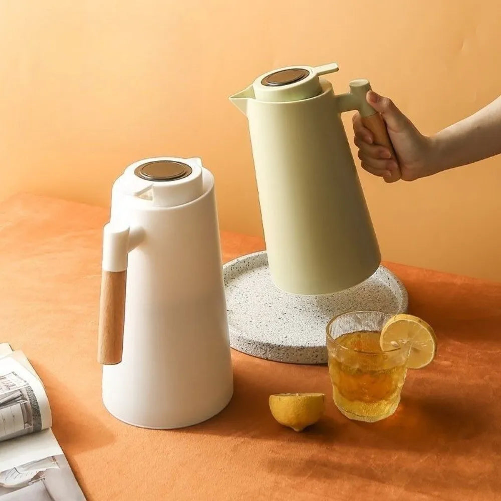 1L Smart Temp Display Vacuum Thermal Flask – Glass Liner & Wood Handle