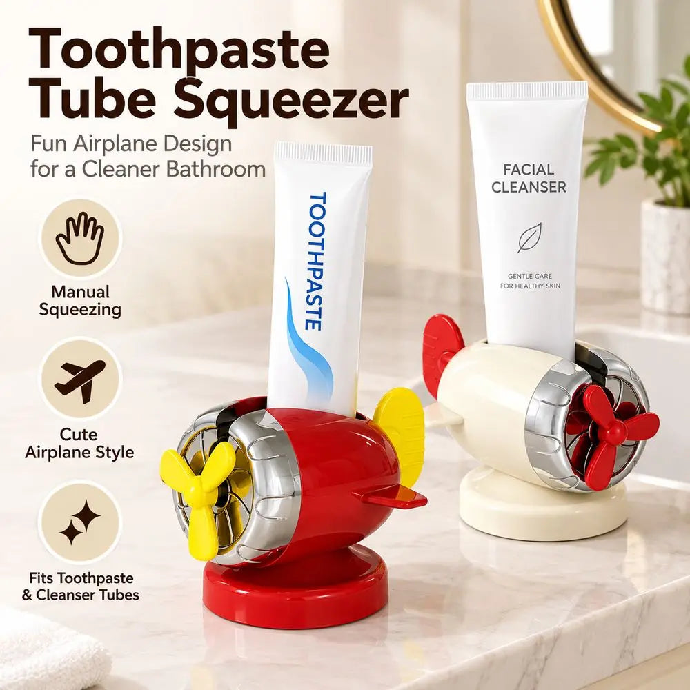 Airplane Toothpaste Tube Squeezer – Freestanding Manual Press