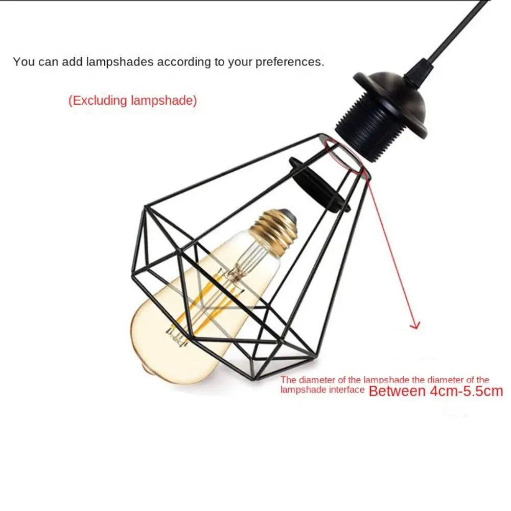 E27 Pendant Lamp Holder with 1M Cable – Black & White