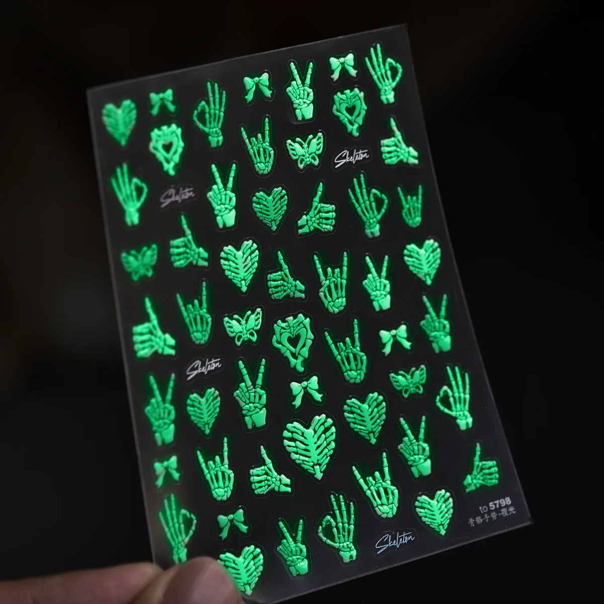Halloween 3D Glow Nail Stickers – Pumpkin Ghost Spider Web Decals