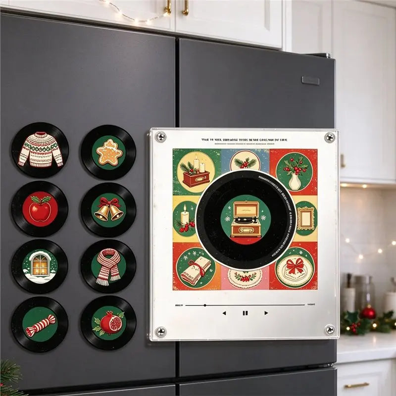 Christmas Music Fridge Magnet Singing Rotary Disc Night Light