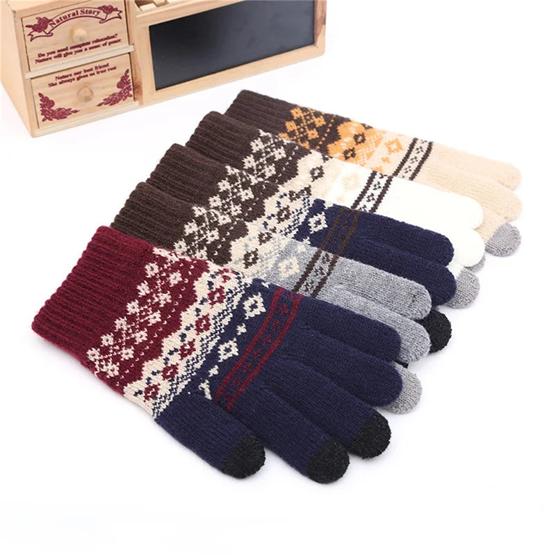 Winter Touch Screen Knit Gloves – Unisex Warm Full Finger
