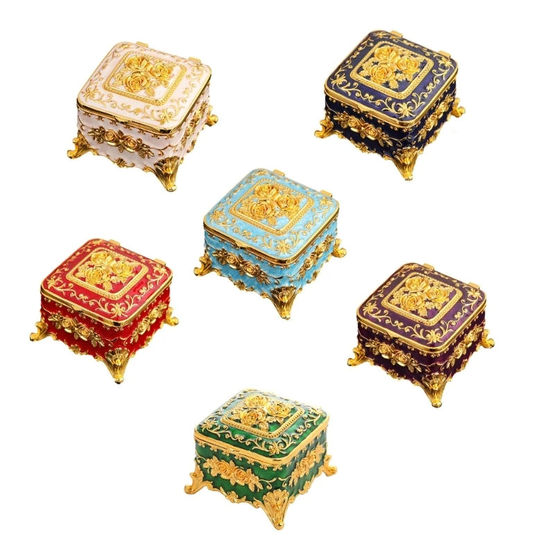 Vintage European Enamel Metal Jewelry Box – Necklaces & Earrings