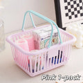 Portable Plastic Storage Basket with Handle – Desktop Organizer