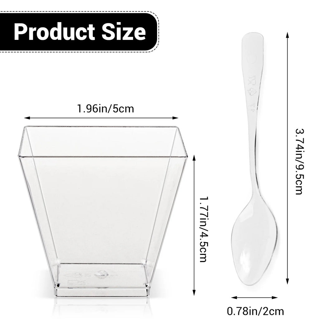 50-Piece Plastic Dessert Cups Set with Spoons & Lids