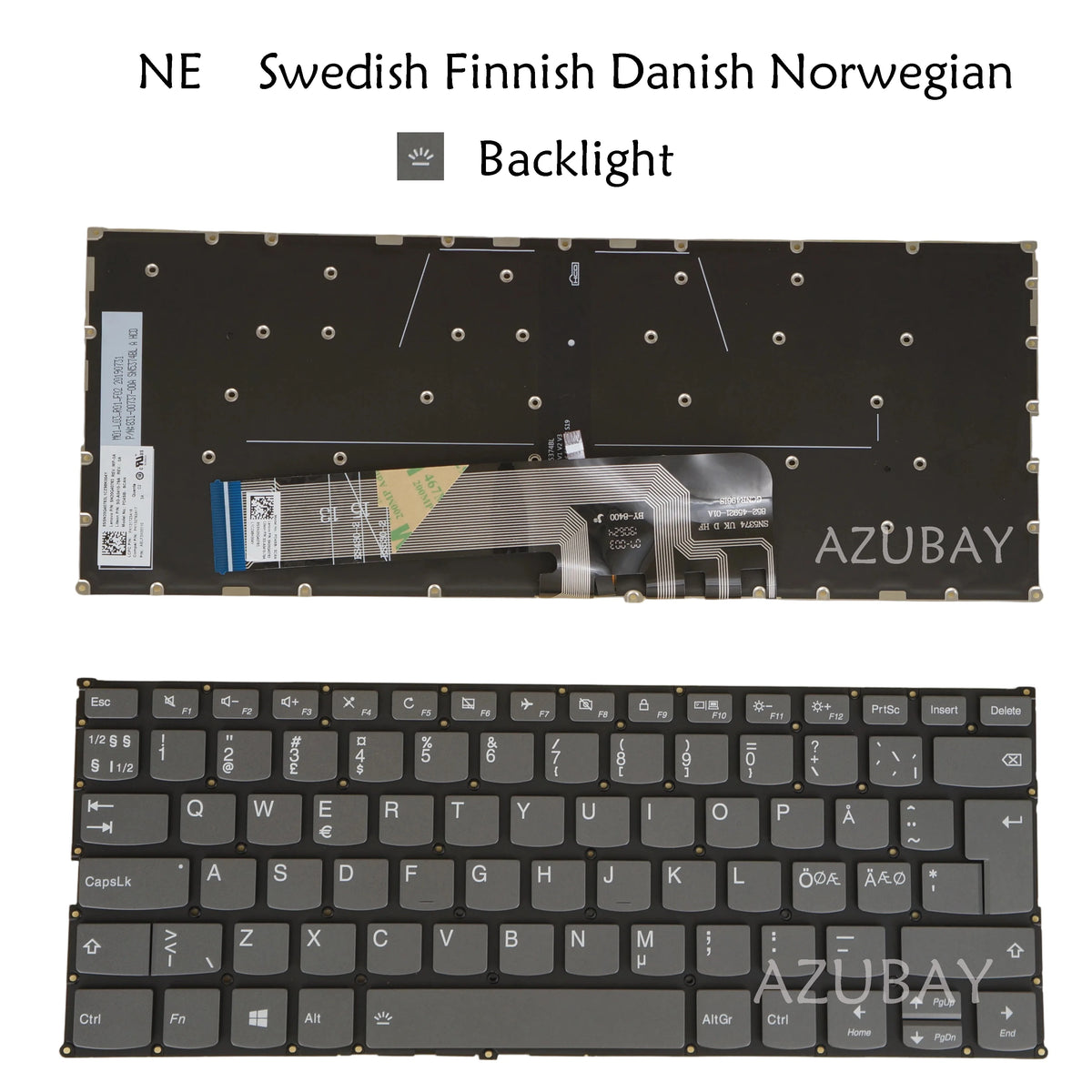 Nordic Backlit Keyboard for Lenovo YOGA C640 C740 S740 EU