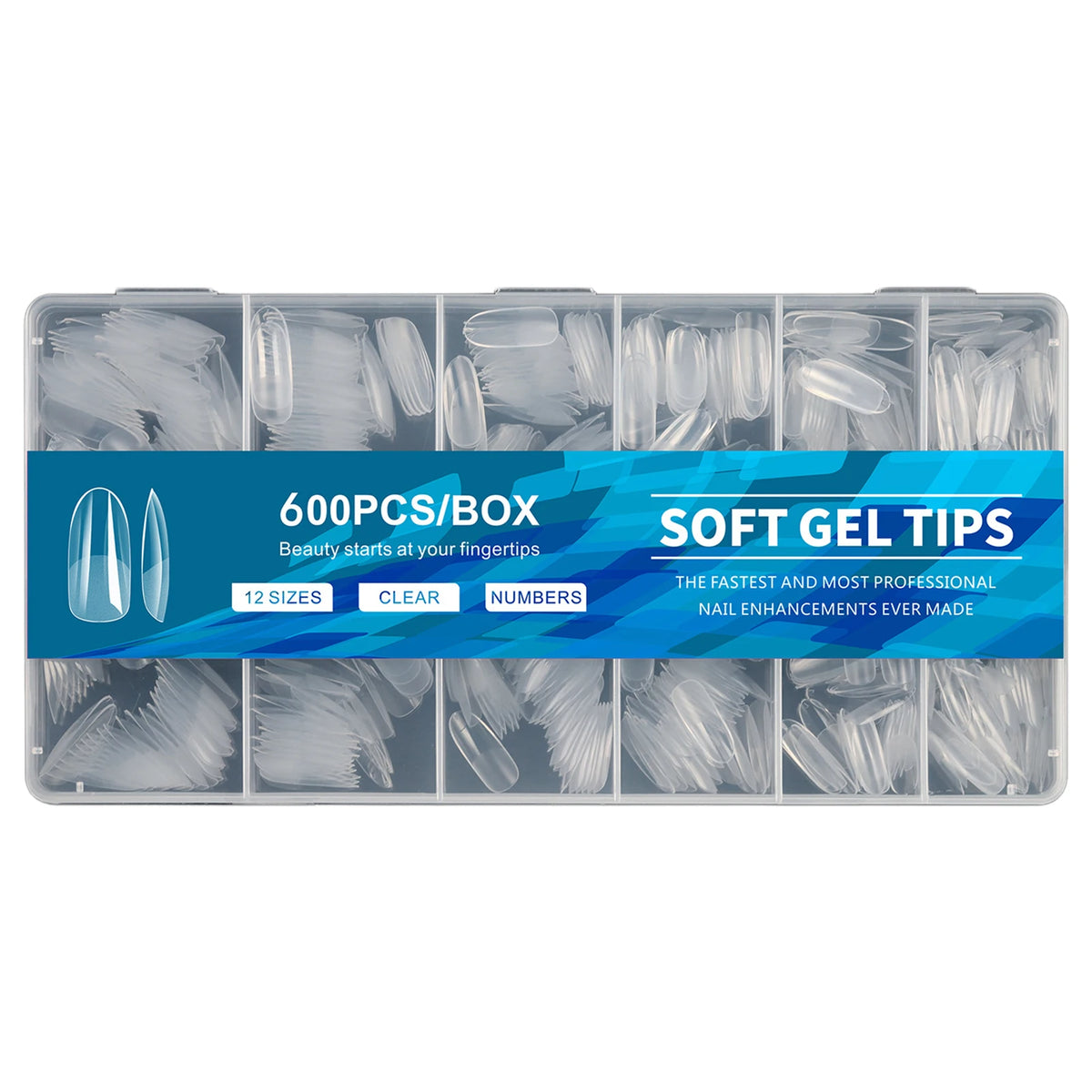 Aleekit 600pcs Soft Gel Coffin Nail Tips – 12 Sizes, Pre-Etched