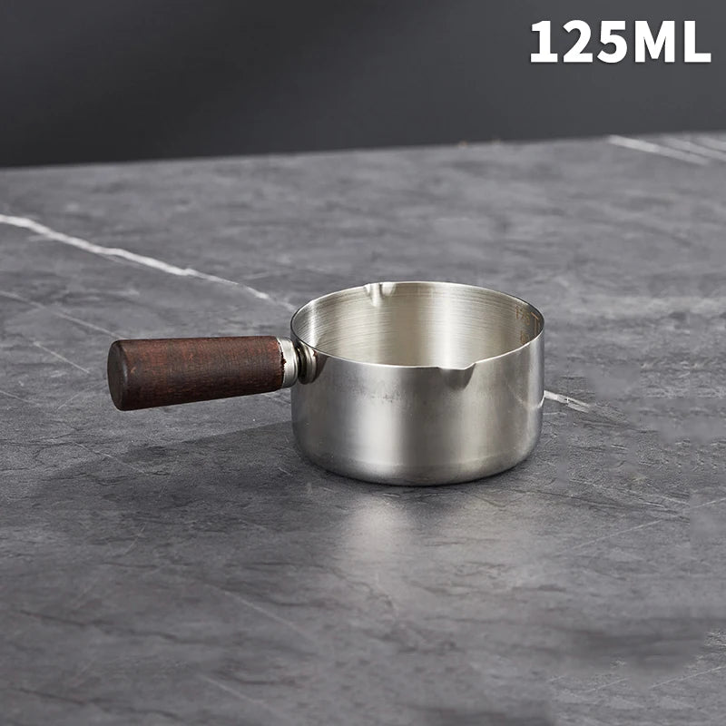 Stainless Steel Sauce Cup with Wooden Handle – 60–250ml
