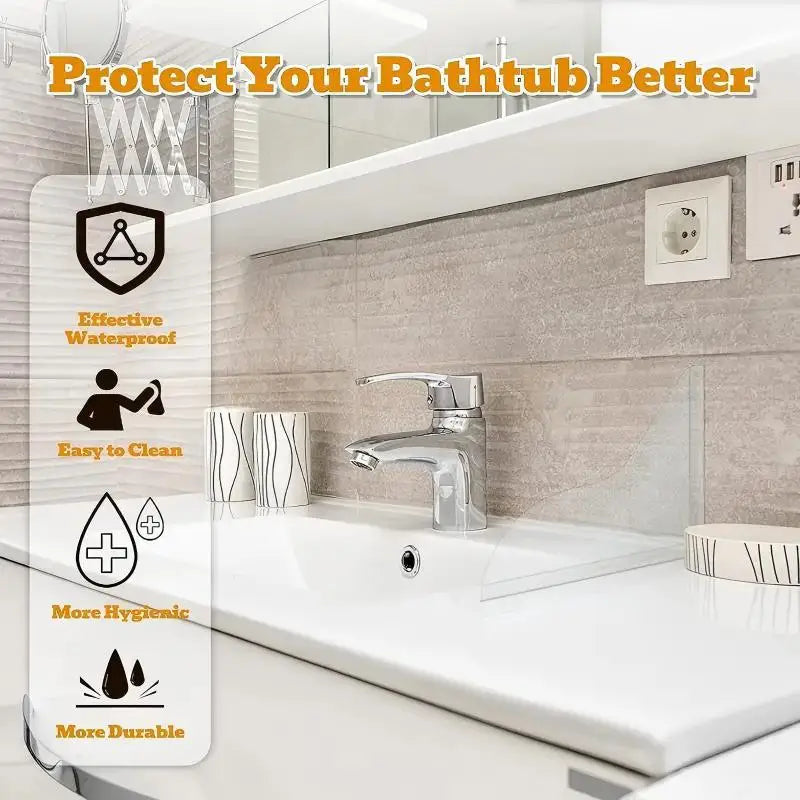 4Pcs Clear Acrylic Shower Splash Guard – Self-Adhesive Water Barrier