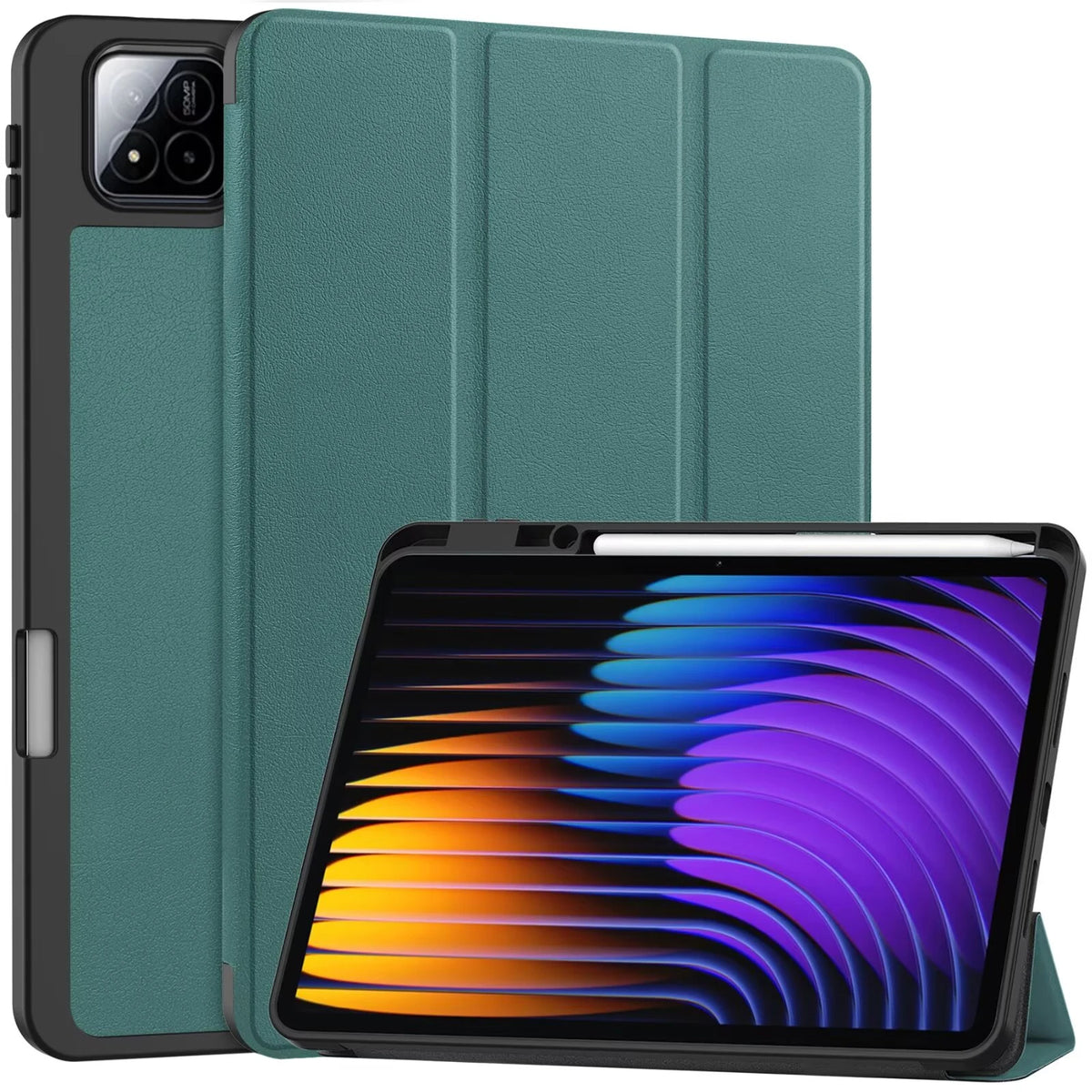 Tri-Fold PU Leather Case for Xiaomi Pad 7 / Pad 7 Pro + Pen Slot