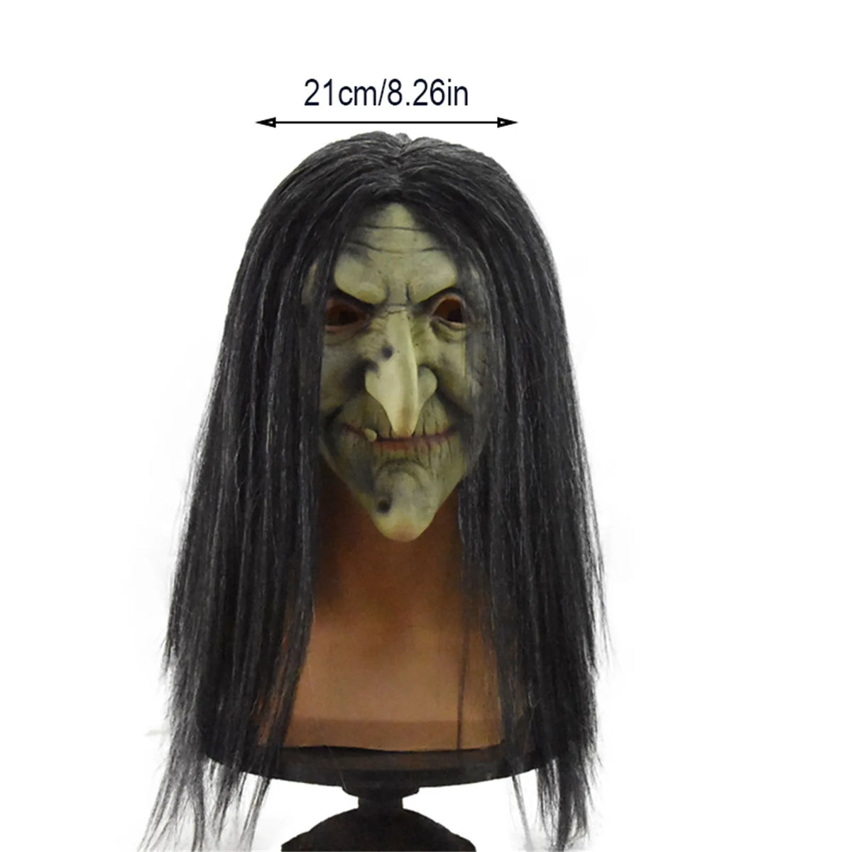 Scary Witch Latex Mask with Hair | Halloween Costume Prop