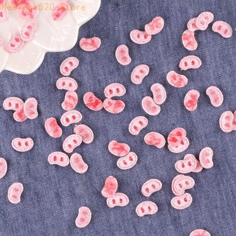 50 Pcs Pink Pig Nose Embroidered Iron-On Sew-On Patches
