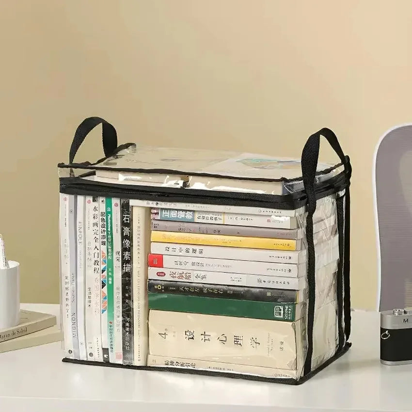 Foldable Transparent Book Storage Box – Waterproof Organizer