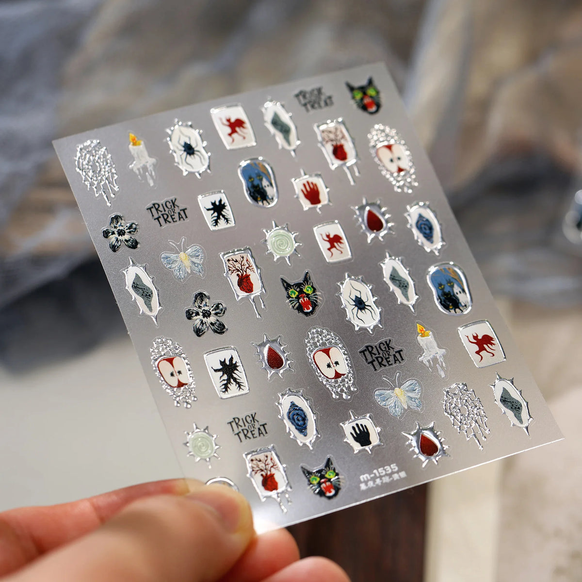 Halloween Nail Art Stickers – Ghost Spider Black Cat Decals
