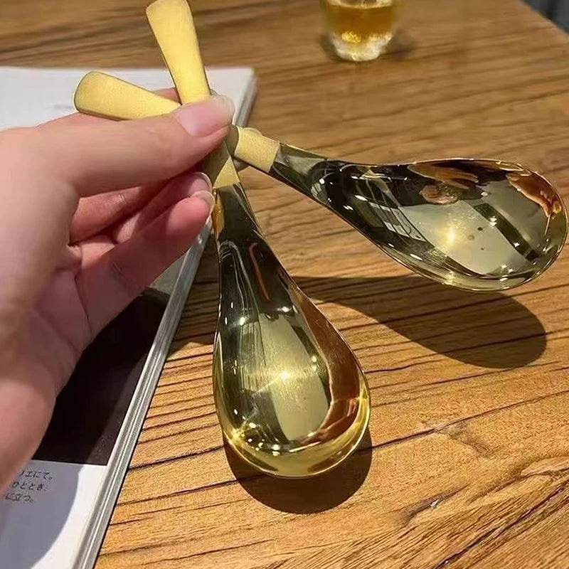 Stainless Steel Soup Spoon Mirror Polished Gold Silver Flatware
