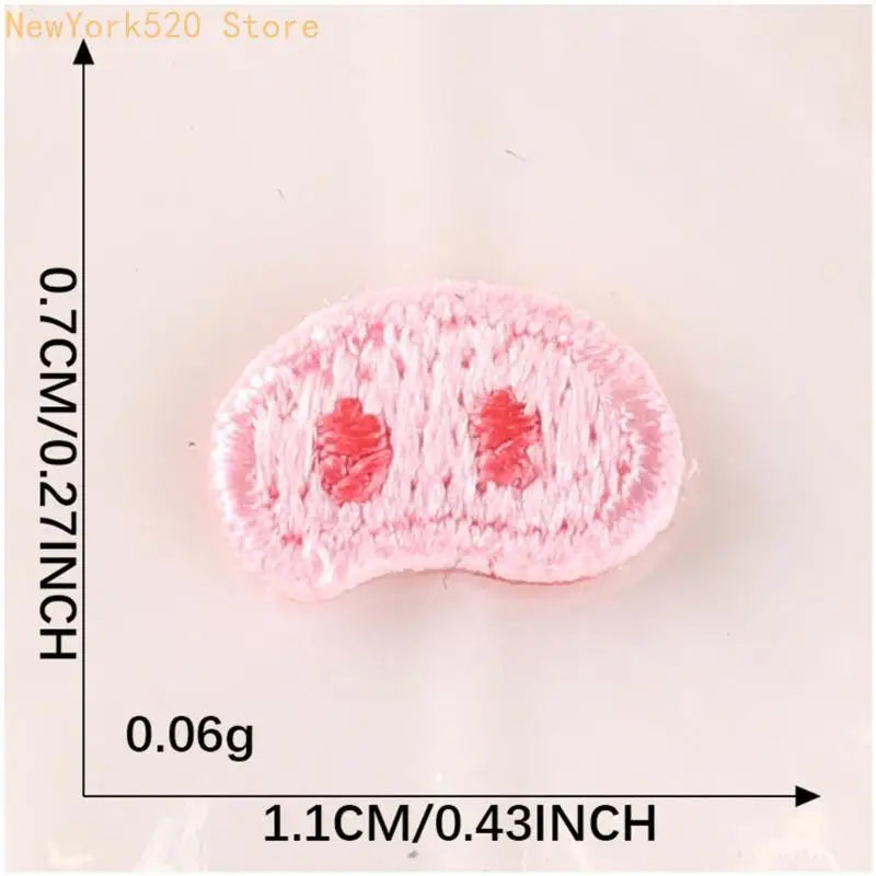 50 Pcs Pink Pig Nose Embroidered Iron-On Sew-On Patches