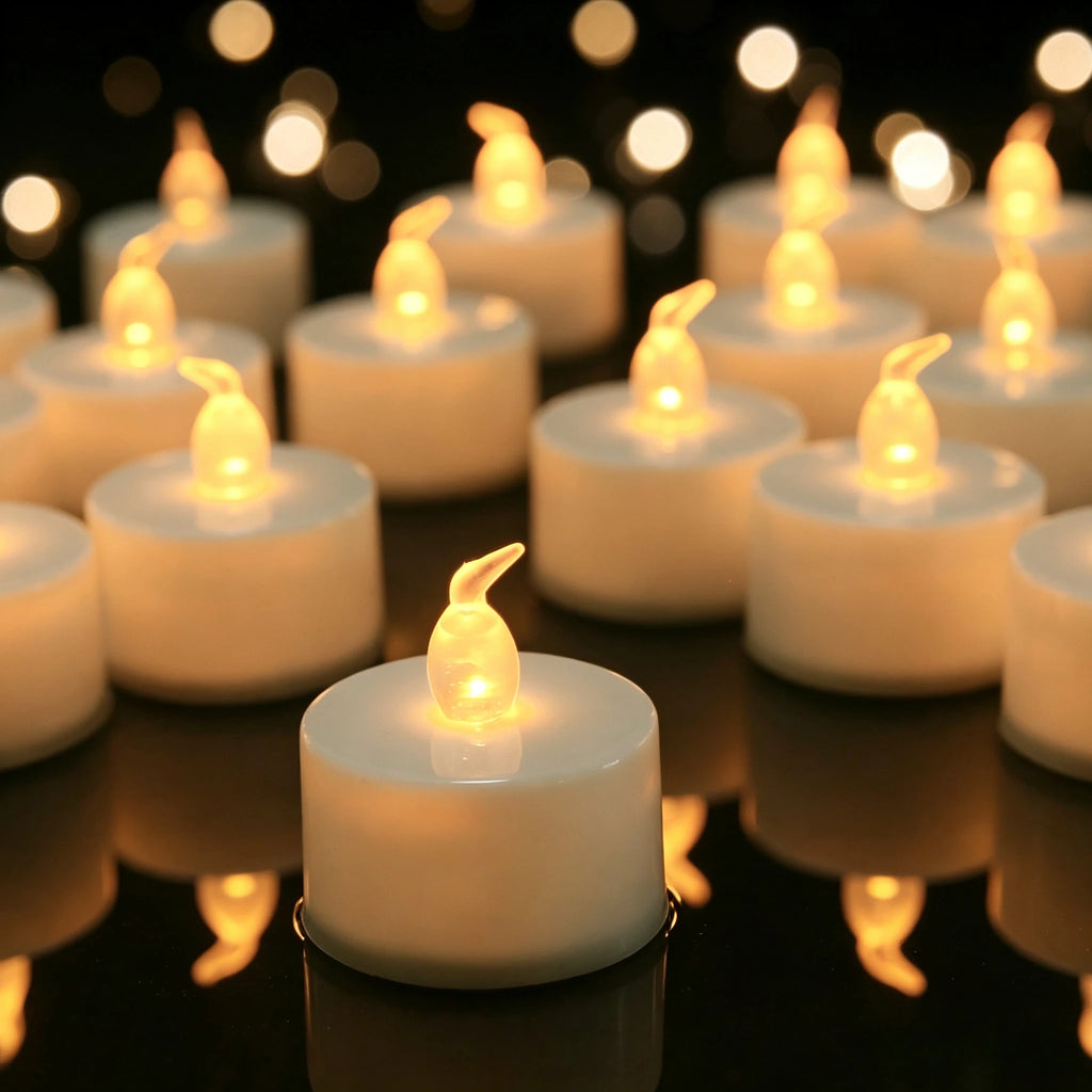12/24 Pack Flickering LED Flameless Tealight Candles Battery Operated