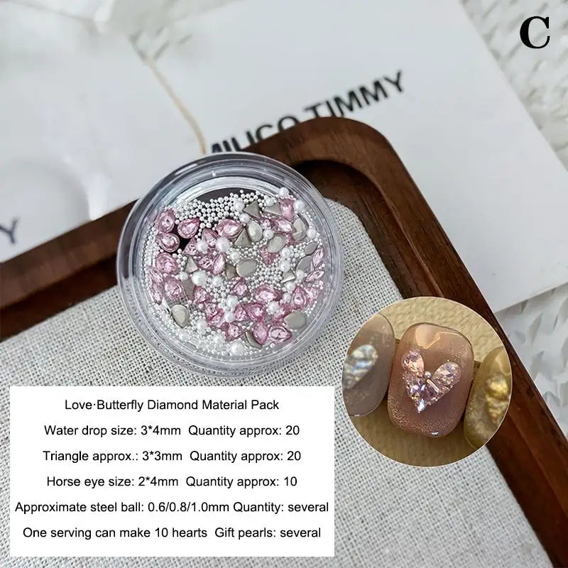 3D Nail Art Rhinestones – Heart & Butterfly Flatback Crystals