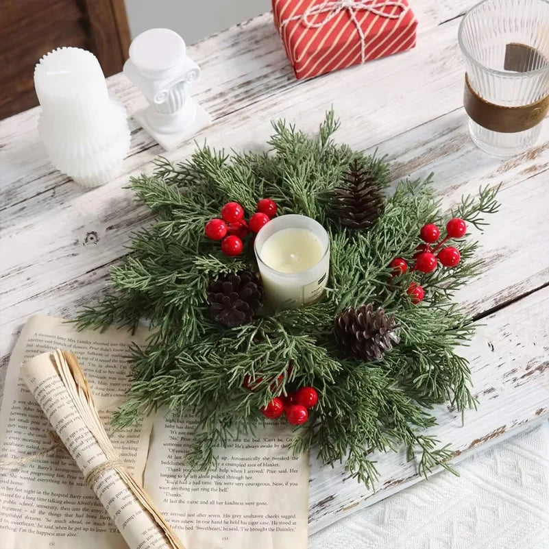 Artificial Christmas Wreath – Pine, Eucalyptus & Red Berries