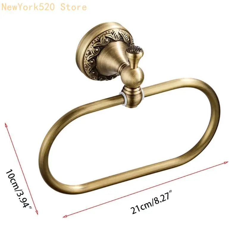 Wall Mounted Brass Towel Ring – Antique Oval Bathroom Holder