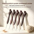 Tulip Red Sandalwood Crochet Hook – Polished Stainless Steel