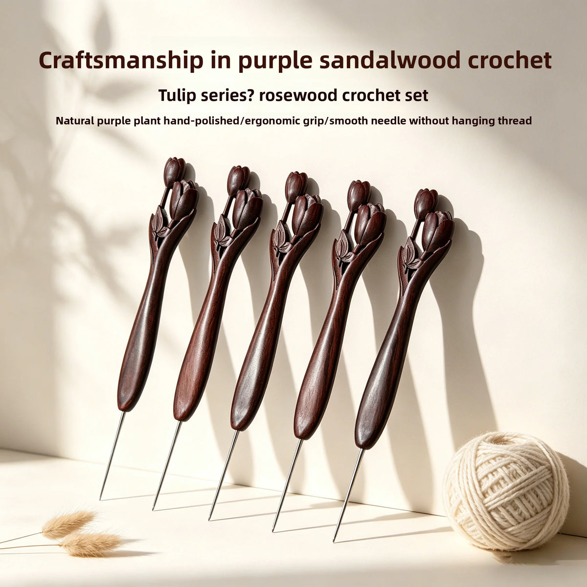 Tulip Red Sandalwood Crochet Hook – Polished Stainless Steel