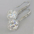 Square Zirconia Crystal Drop Earrings – Silver Bridal Dangle