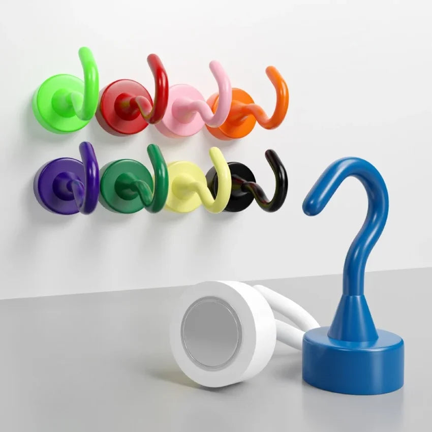 Multi-Color Magnetic Hooks – 0–8KG, 2 or 10 Pack | Fridge Hooks