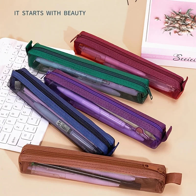 Mini Mesh Pencil Case – Portable Exam & School Supply Bag