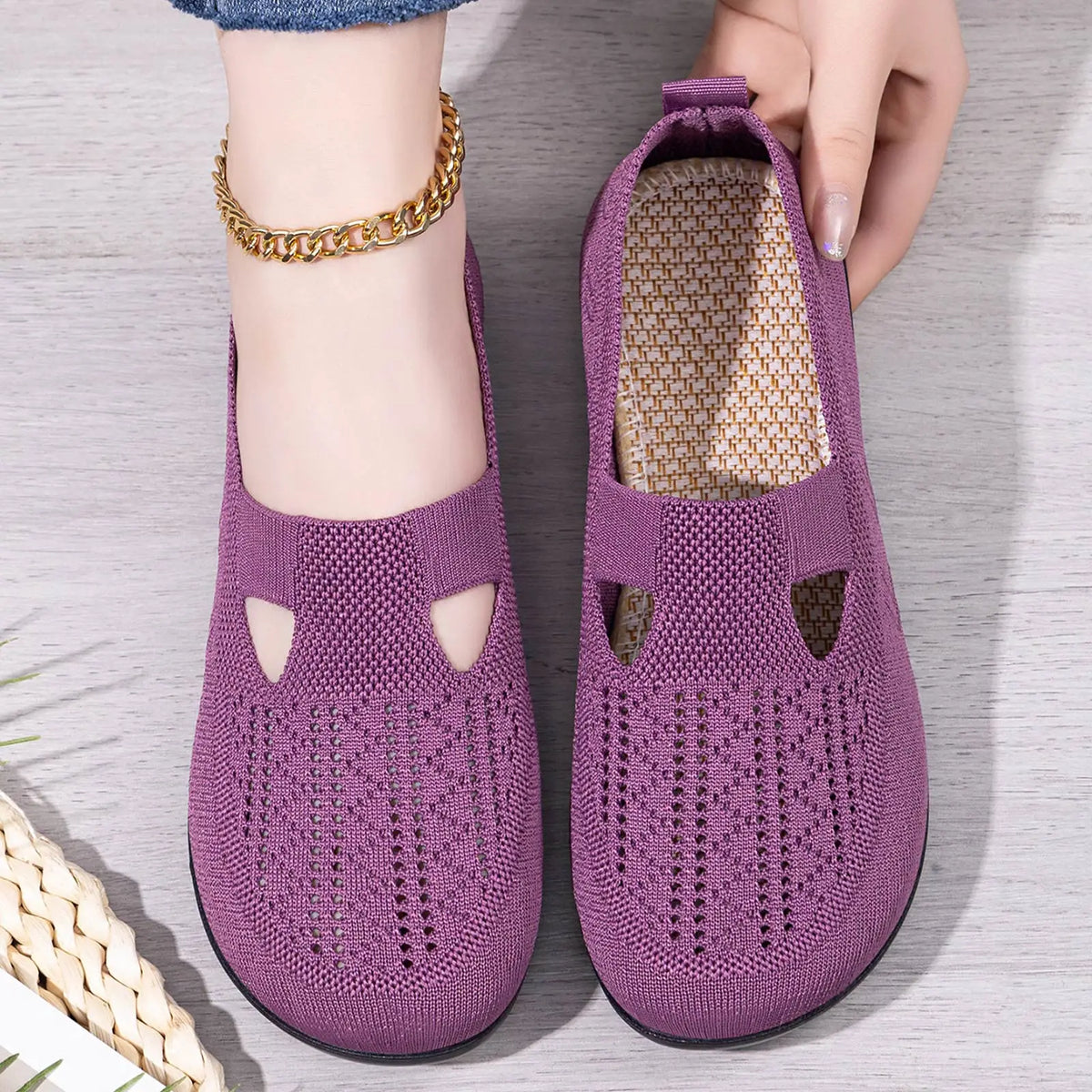 Women's Knit Slip-On Loafers – Breathable Lightweight Flat Shoes