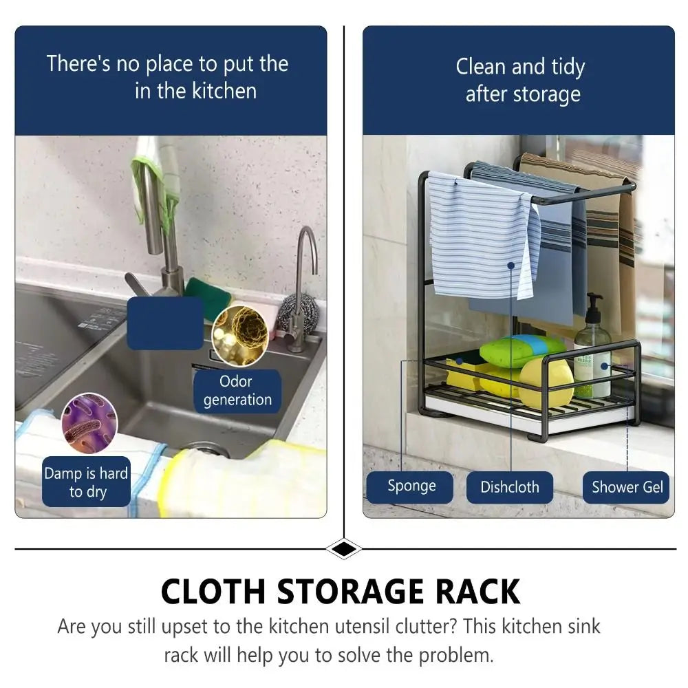 Wall-Mounted Kitchen Cloth Rack – Punch-Free Drainer Shelf