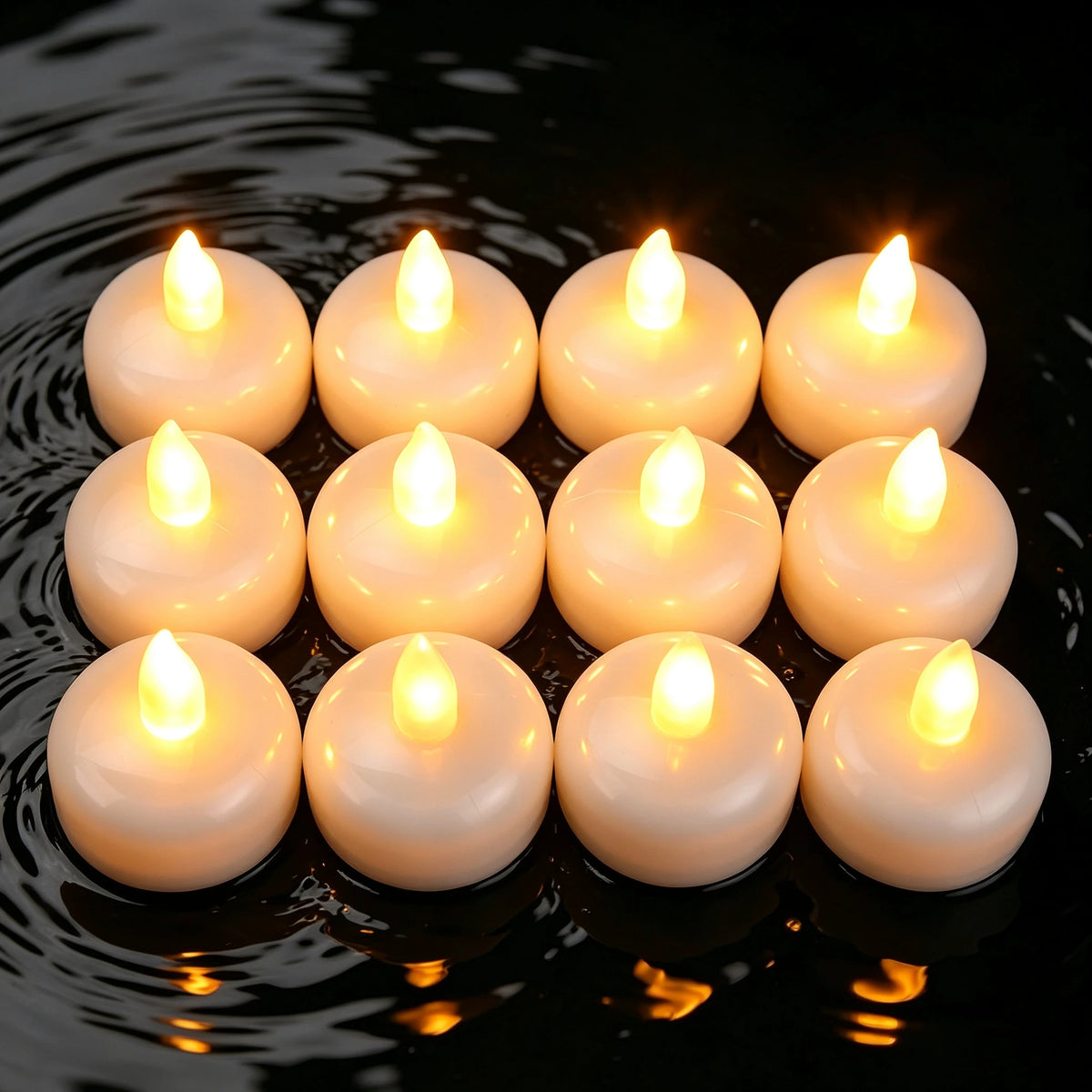 Flameless Floating LED Tealights – Waterproof 12-Pack, 100H