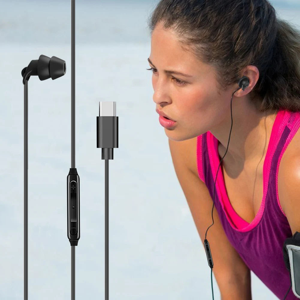 Single Ear Wired Earphone with Mic – 3.5mm & Type-C