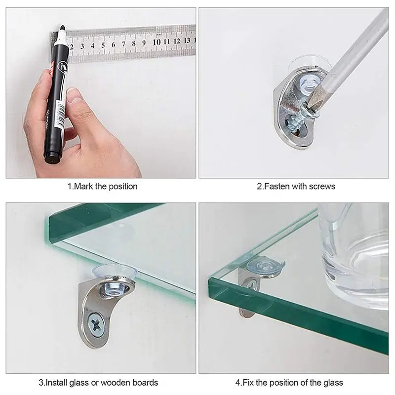150-Pack Glass Shelf Brackets with Suction Cup Supports