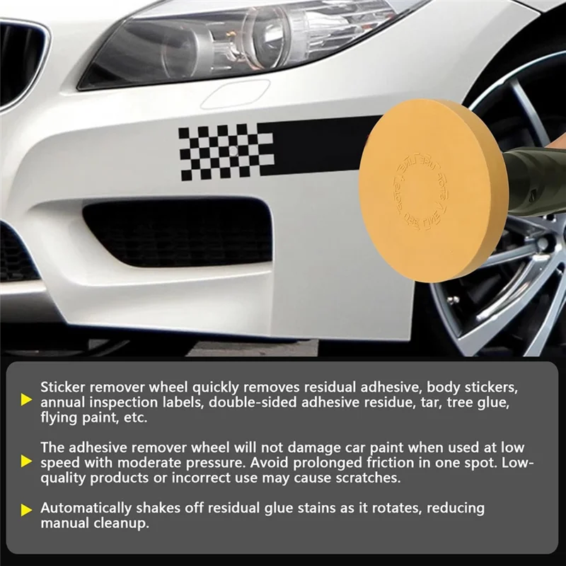 4-Pack 4" Rubber Eraser Wheel Decal Remover Kit & Drill Adapter