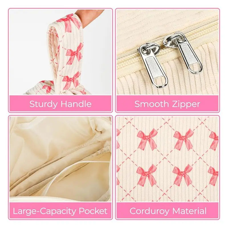 Cute Corduroy Pencil Case for Girls – Large Zippered Pouch