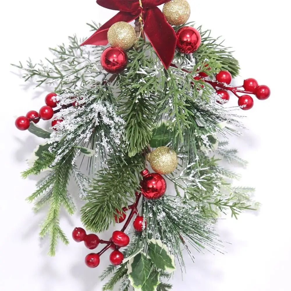 65cm Artificial Christmas Pine Garland – Red Berries & Holly