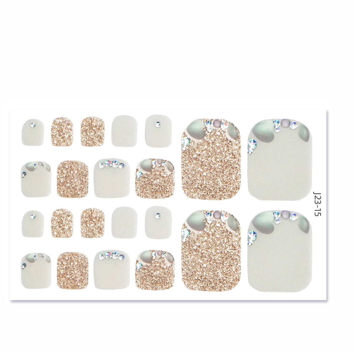 Glitter Toe Nail Stickers – 22-Tip Full Cover DIY Nail Art Decals