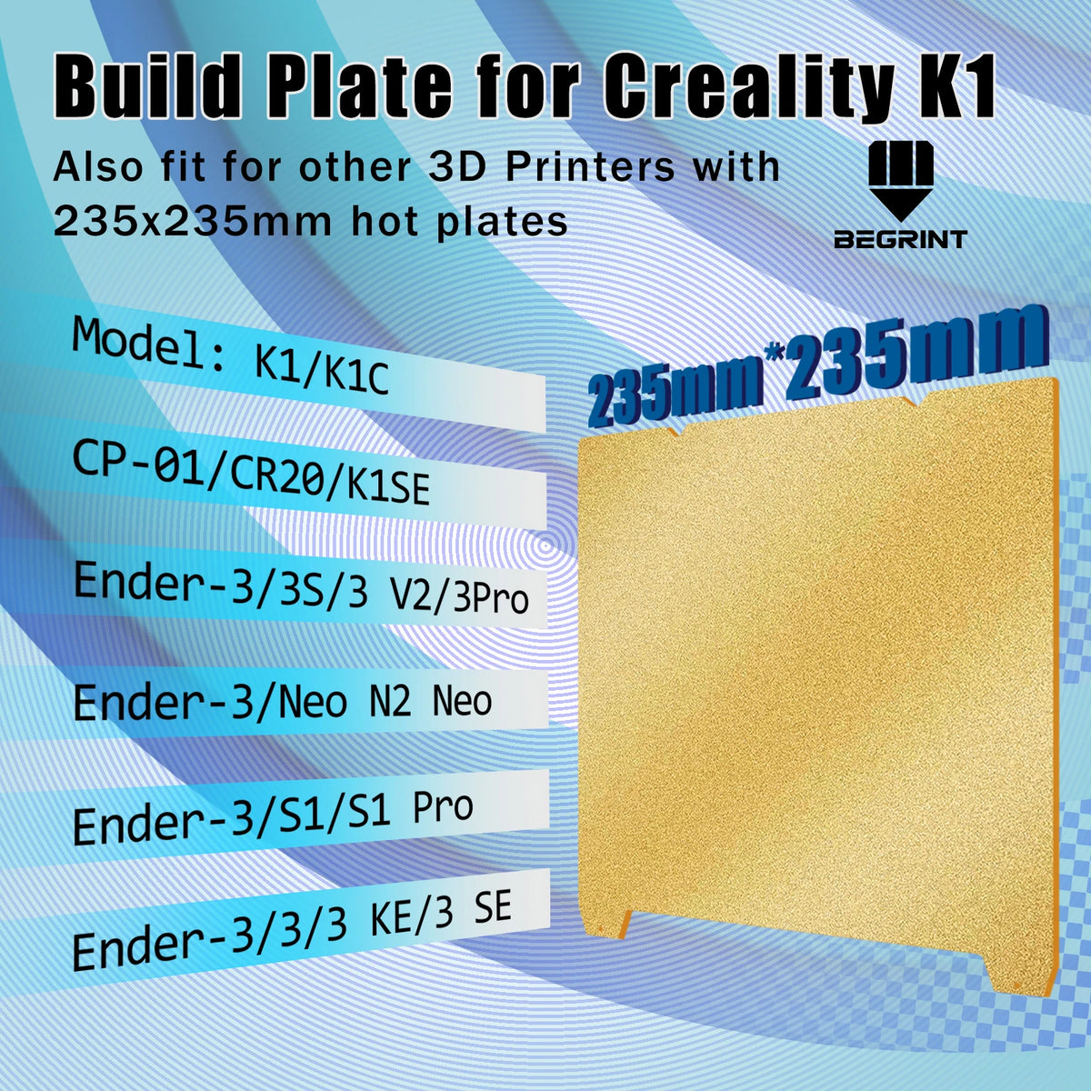 235x235mm PEI Magnetic Build Plate – Creality K1 Ender 3